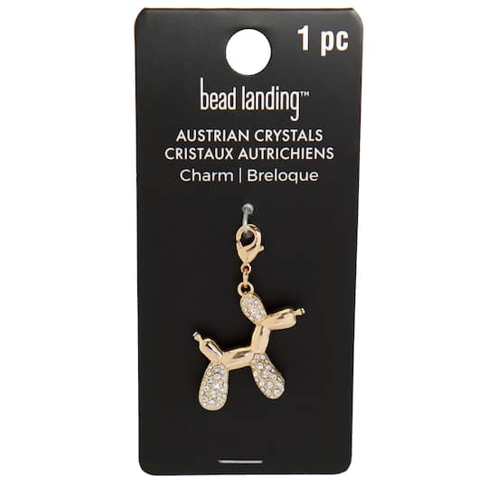 Gold Balloon Dog Austrian Crystal Charm by Bead Landing™